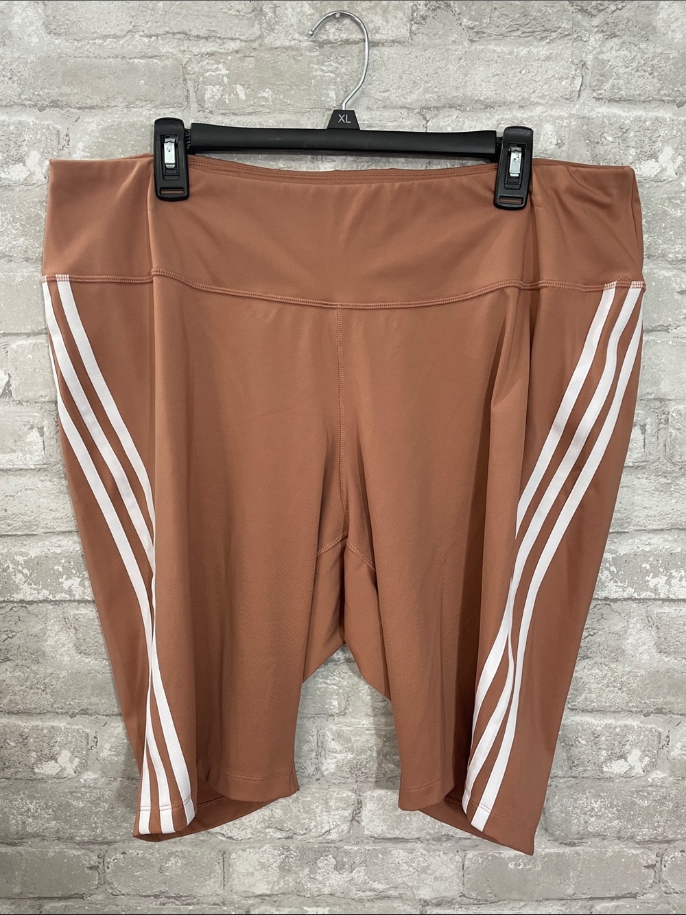 adidas clay Brown Athletic Bike Shorts with White Side Stripes